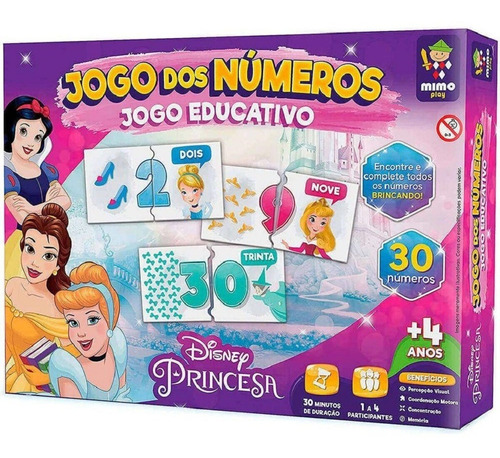 Jogo Educativo Números Disney Princesa 30 Unidades 2022 Mimo